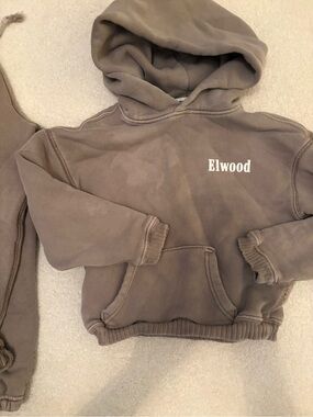 Elwood Kids' Washes Brown Hooded Sweatshirt & Sweatpants